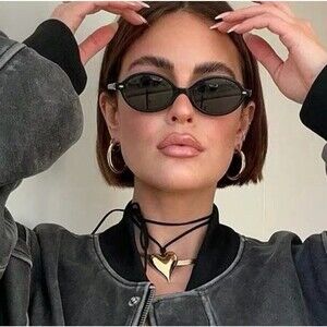 Retro Small Oval Sunglasses Women Men Rivets Shades Fashion Eyewear Luxury Sun G